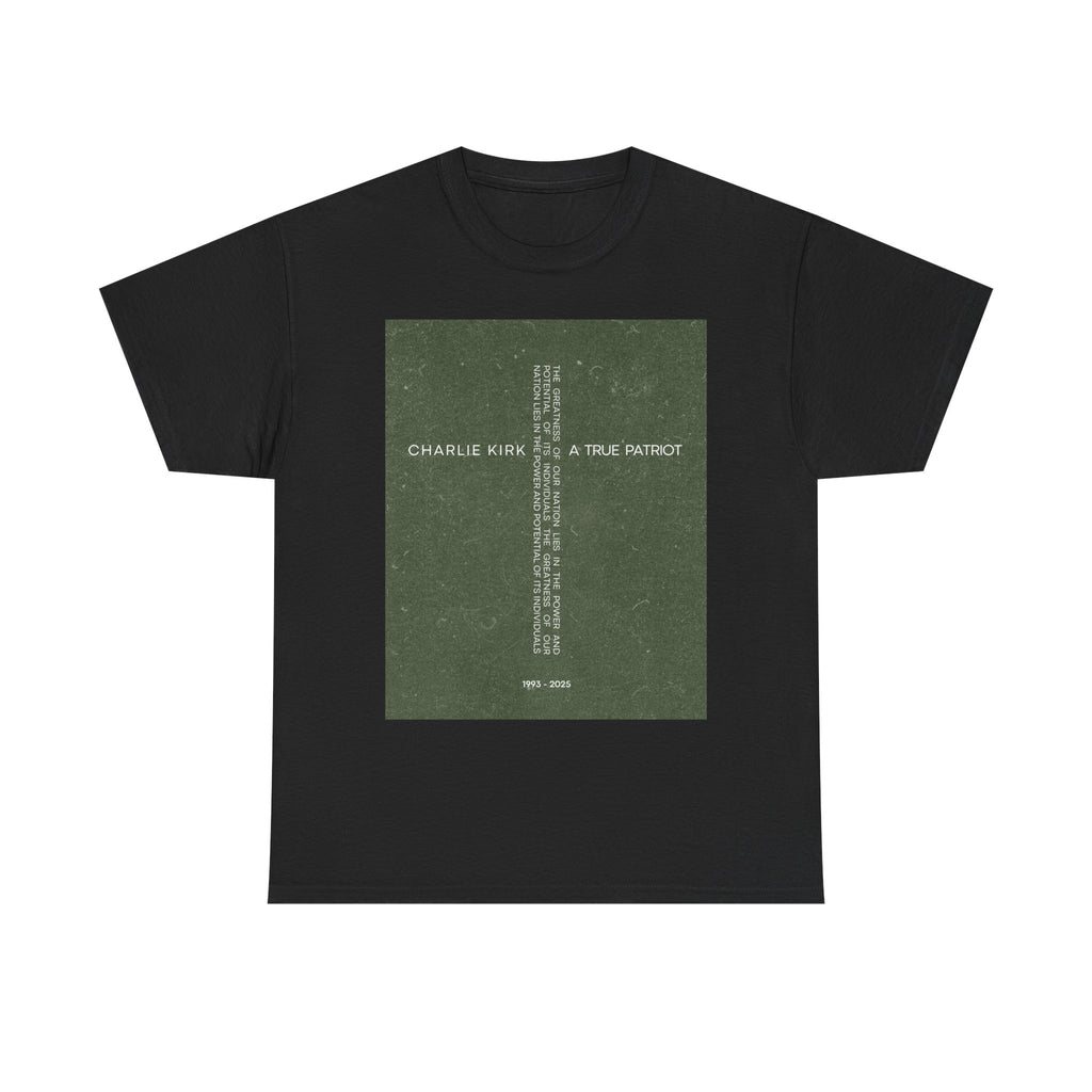 "Text Cross" Green T-shirt / In All Honor – Charlie Kirk (1993–2025)
